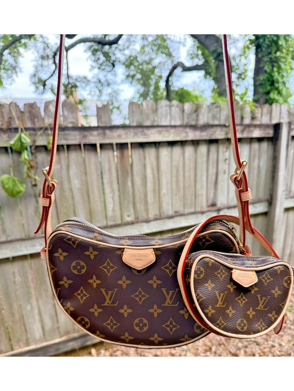 Louis Vuitton Croissant MM Shoulder Bag + Mini Croissant Pochette pre owned exce